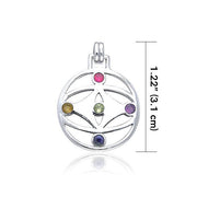 Contemporary Mandala Flower Of Life Silver Pendant with Mix Gemstone TPD427