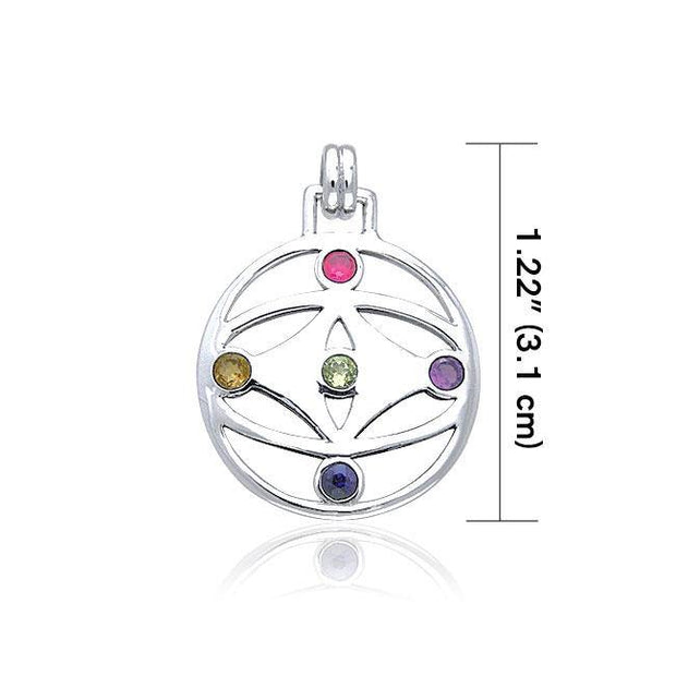 Contemporary Mandala Flower Of Life Silver Pendant with Mix Gemstone TPD427