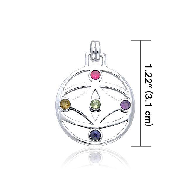 Contemporary Mandala Flower Of Life Silver Pendant with Mix Gemstone TPD427 Pendant
