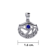 Eye of Horus with Celtic Knot Crescent Moon Silver Pendant TPD4275
