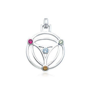 Contemporary Mandala Flower Of Life Silver Pendant with Gemstone TPD436
