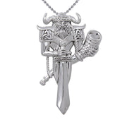 Viking God Heimdal Silver Pendant with Gemstone TPD4391