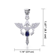 Viking Rune Tyr God Silver Pendant with Gemstone TPD4392