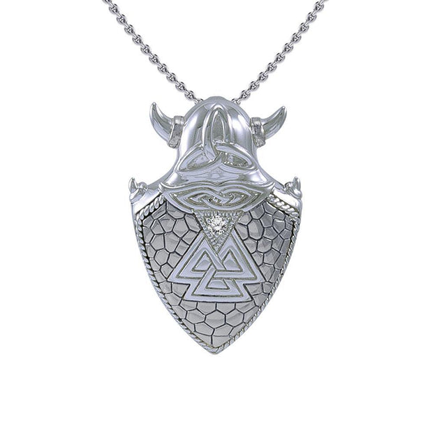 Viking Valknut Shield Silver Pendant TPD4395