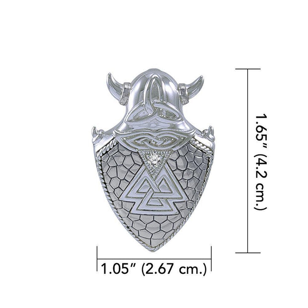 Viking Valknut Shield Silver Pendant TPD4395