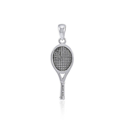 Tennis Racket with Tennis Ball Silver Pendant TPD4473