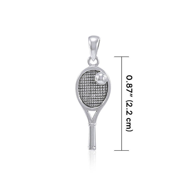 Tennis Racket with Tennis Ball Silver Pendant TPD4473