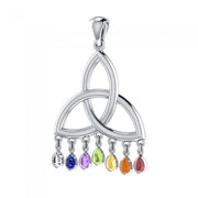 The life significance of three ~ Celtic Knotwork Triquetra Sterling Silver Pendant Jewelry with Chakra Gemstones TPD461