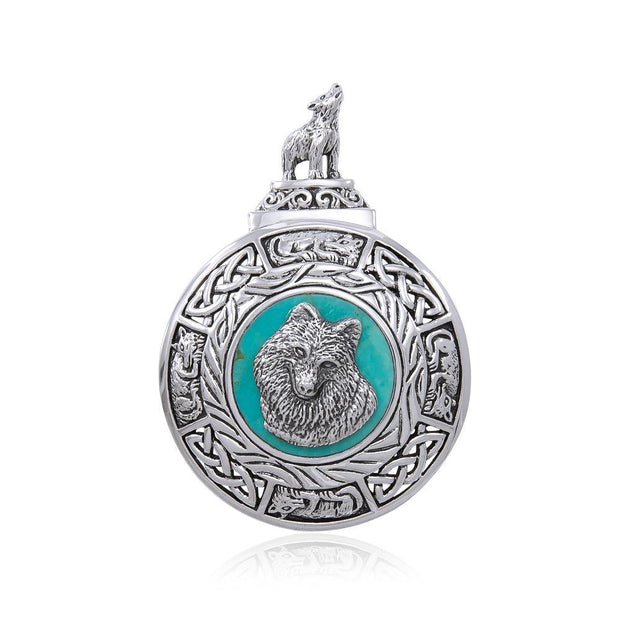 Celtic Knot Wolf Medallion Pendant TPD4630