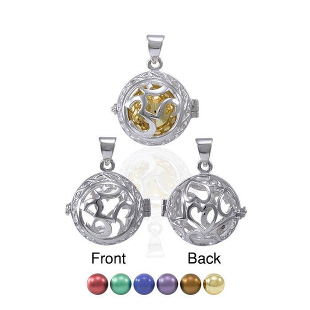 Global Harmony in Om ~16mm chiming harmony ball with a 25mm Sterling Silver Jewelry Pendant cage TPD4659