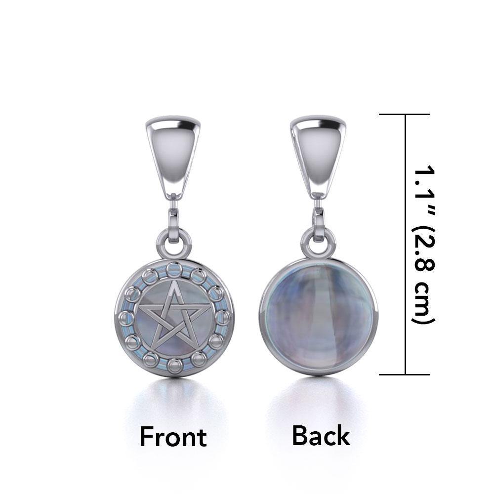 Silver Pentacle with Moon Phases Flip Pendant TPD477 Jewerly