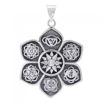 Large Chakra Symbols Sterling Silver Pendant TPD4794