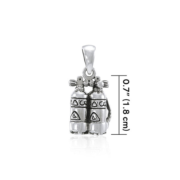 Double Dive Tank Sterling Silver Pendant TPD4813