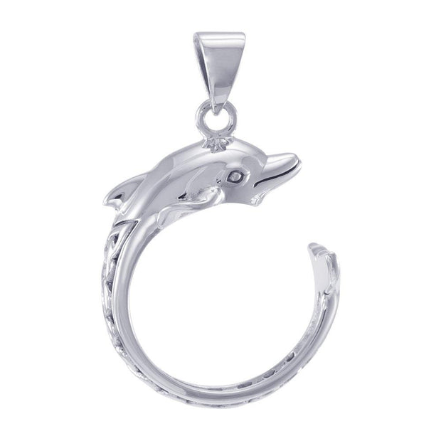 Celtic Accent Dolphin Sterling Silver Wrap Pendant TPD4839