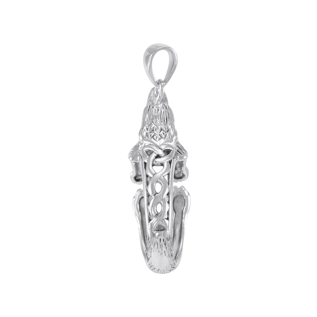 Sterling Silver Howling Celtic Wolf Pendant TPD4852