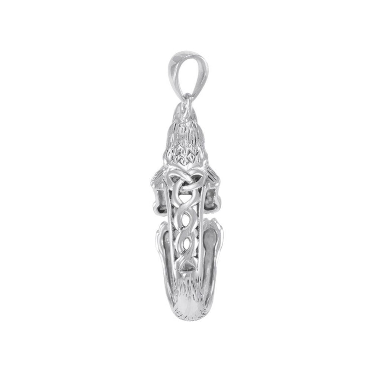 Sterling Silver Howling Celtic Wolf Pendant TPD4852