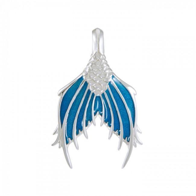 Mermaid Tail with Enamel Sterling Silver Pendant TPD4899