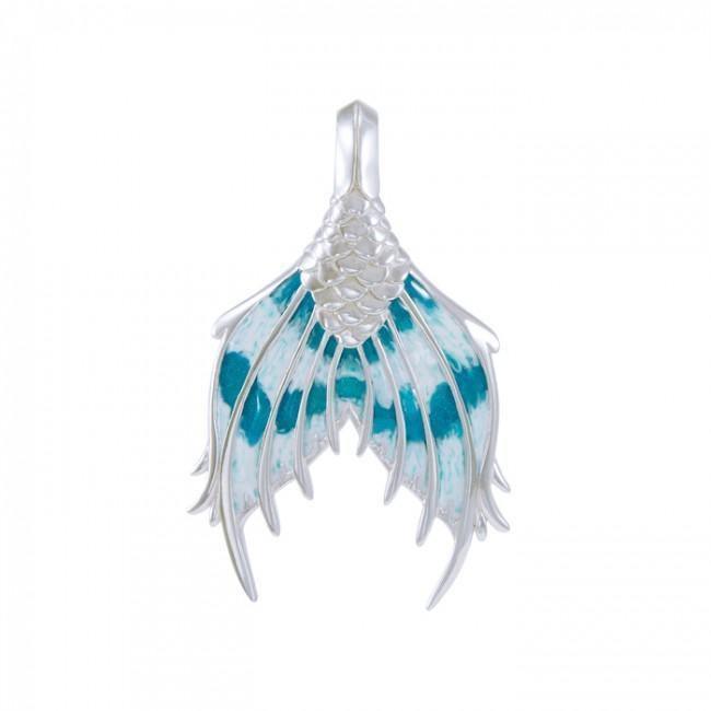 Mermaid Tail with Enamel Sterling Silver Pendant TPD4899