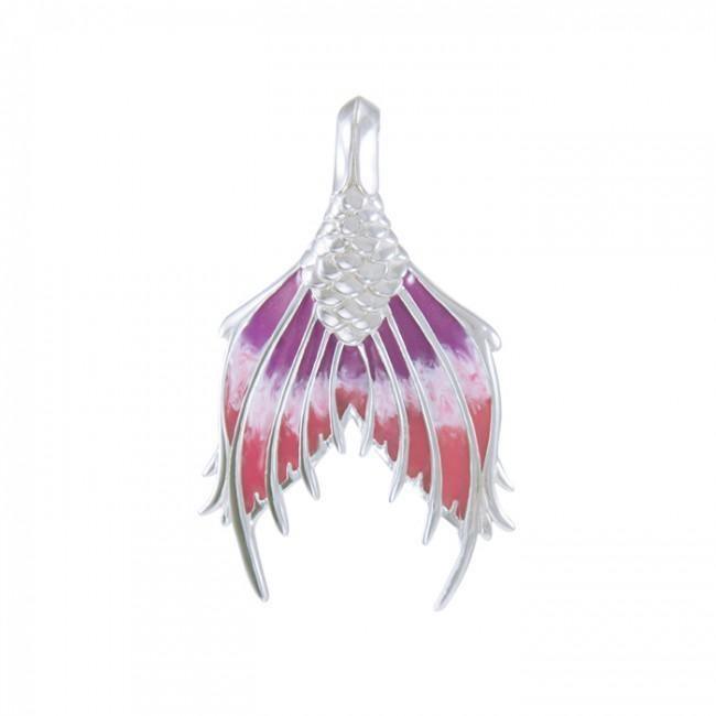 Mermaid Tail with Enamel Sterling Silver Pendant TPD4899