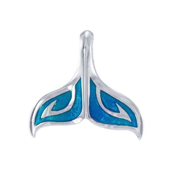 Whale Tail with Enamel Sterling Silver Pendant TPD4904