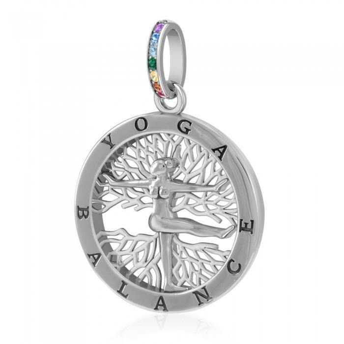 Yoga Balance Sterling Silver Pendant with Chakra Gemstone