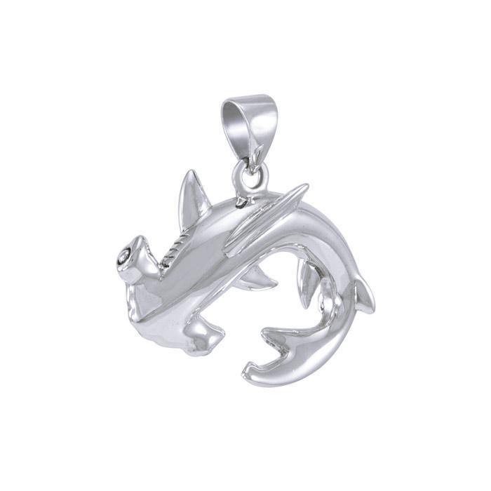 A new world with the sea friends ~ Sterling Silver Jewelry Hammerhead Shark Pendant TPD4920