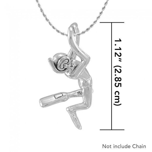 Male Free Diver Sterling Silver Pendant TPD4934