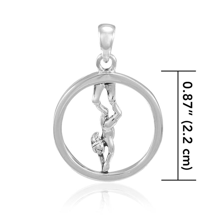 Round Female Free Diver Sterling Silver Pendant TPD4935