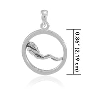 Round Female Free Diver Sterling Silver Pendant TPD4936