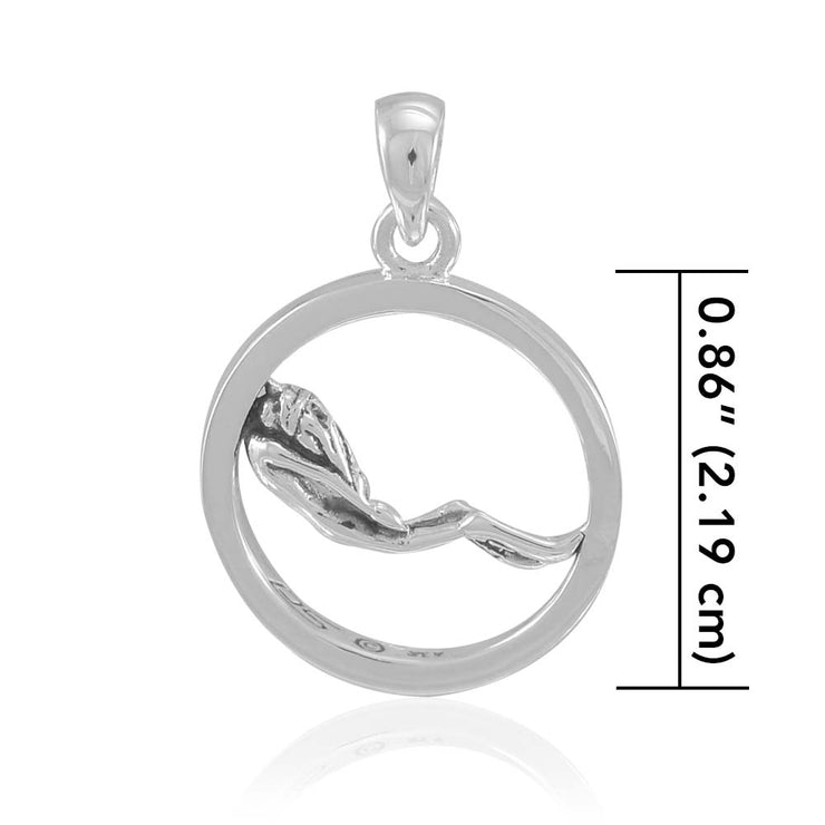 Round Female Free Diver Sterling Silver Pendant TPD4936