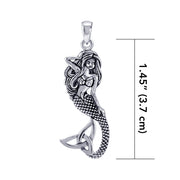 Mermaid Goddess with Trinity Knot Tail Sterling Silver Pendant TPD4938