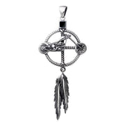 Motorcycle Solar Cross with Feather Pendant TPD498