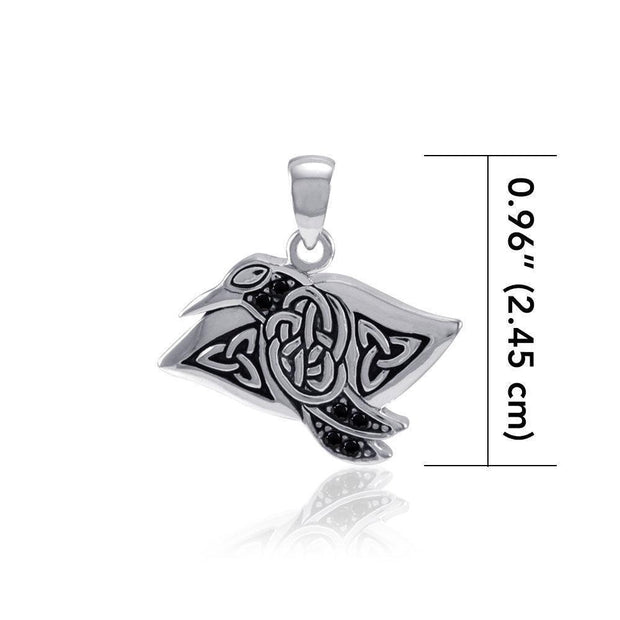 Celtic Raven Sterling Silver Pendant with Gemstone TPD5009