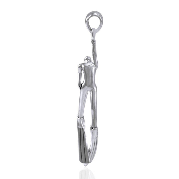 A freedive to undersea world ~ Sterling Silver Jewelry Pendant TPD5012