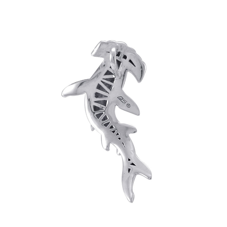 Hammerhead Shark Silver with Hidden Bail Pendant TPD5020