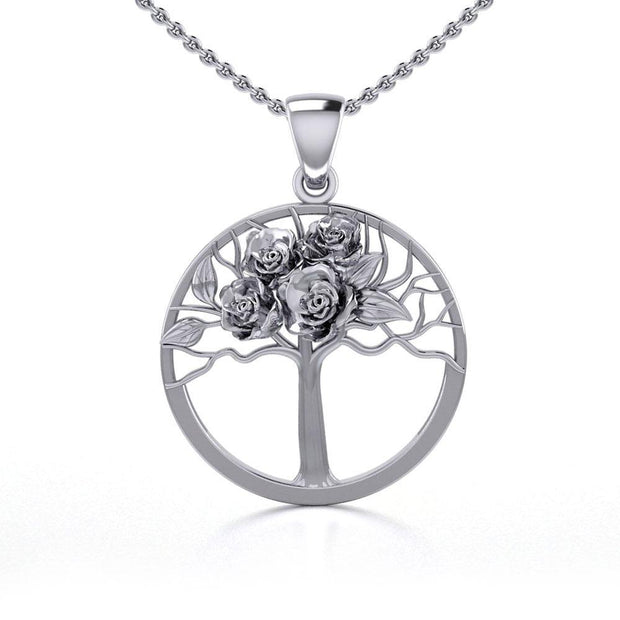 Tree of Life with Roses Silver Pendant TPD5049