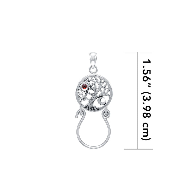 Tree of Life Silver Charm Holder Pendant with Gemstone TPD5085