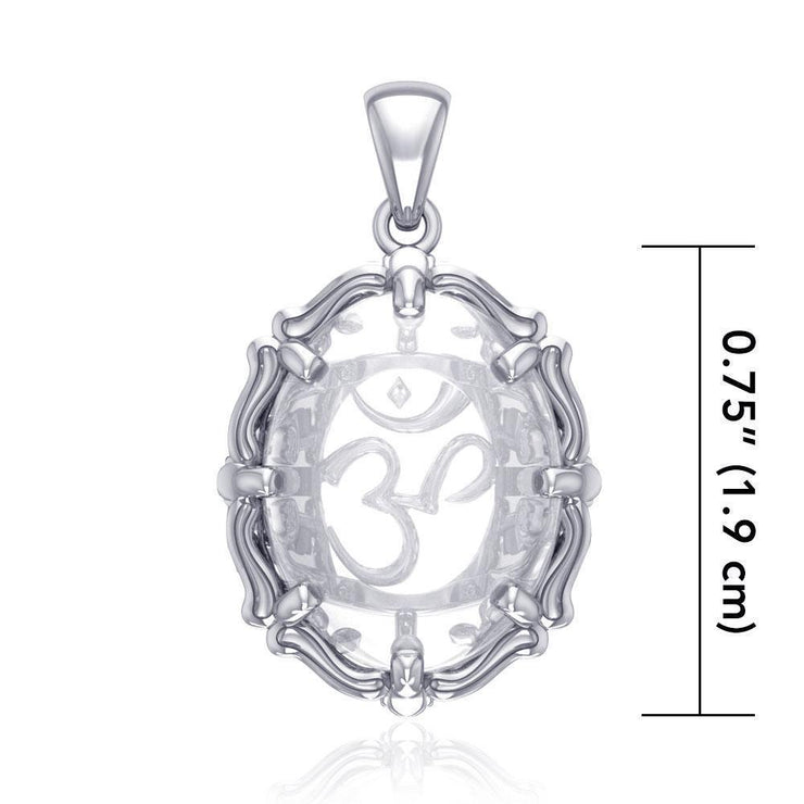 Om Sterling Silver Pendant with Genuine White Quartz TPD5111