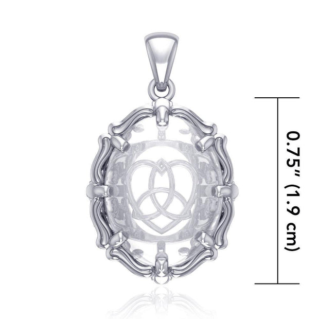Trinity Heart Sterling Silver Pendant with Genuine White Quartz TPD5112