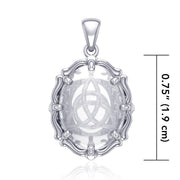 Triquetra Sterling Silver Pendant with Genuine White Quartz TPD5114