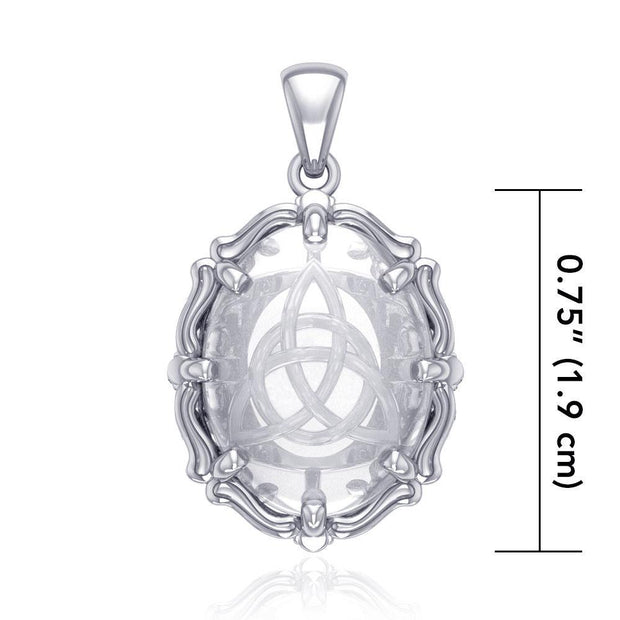 Triquetra Sterling Silver Pendant with Genuine White Quartz TPD5114