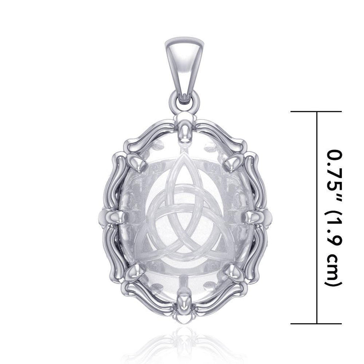 Triquetra Sterling Silver Pendant with Genuine White Quartz TPD5114 Pendant