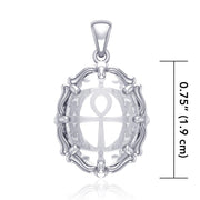 Ankh Sterling Silver Pendant with Genuine White Quartz TPD5115