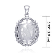 Beyond the dragons fierce presence - Sterling Silver Pendant with Genuine White Quartz TPD5122
