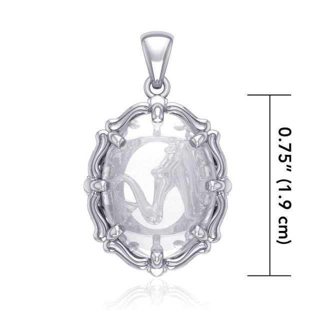 Mermaid Sterling Silver Pendant with Genuine White Quartz TPD5127