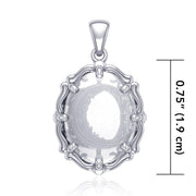 Crescent Moon Sterling Silver Pendant with Genuine White Quartz TPD5130