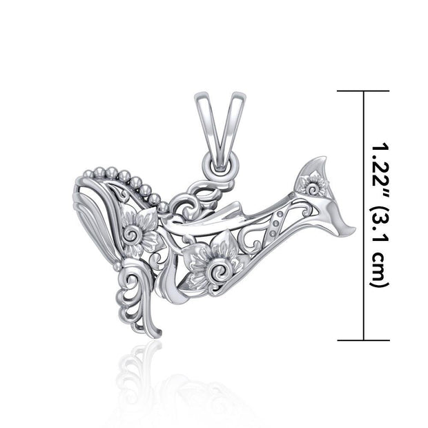 A gift of solitude ~ Sterling Silver Whale Filigree Pendant Jewelry TPD5144