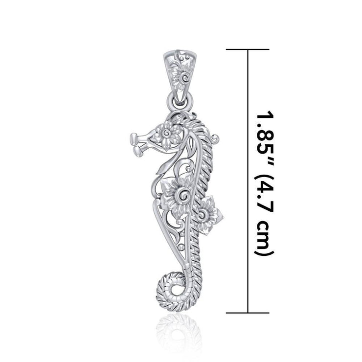 A touch of whimsical sea vibe ~ Sterling Silver Seahorse Filigree Pendant Jewelry TPD5147