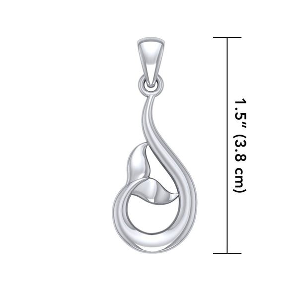 Sterling Silver Wrapping Whale Tail Pendant TPD5174