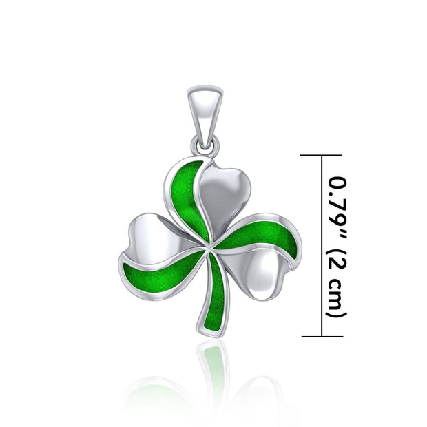 Lucky Shamrock Clover Silver Pendant with Enamel TPD5194